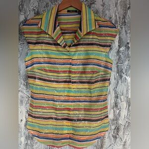 Women's CARLISLE Sequin Multi Color Evening Cocktail Top Shirt-Size 0